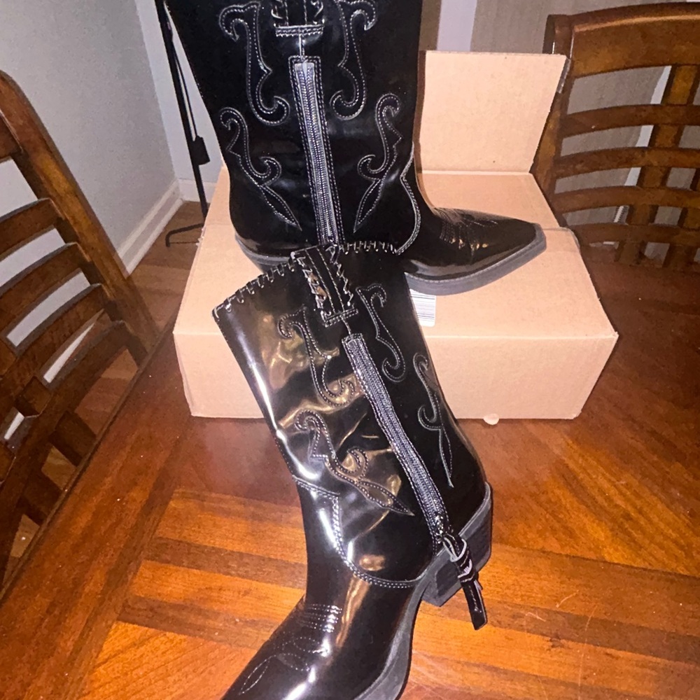 Franco Sarto Black Western-Style Women's Boots - Picture 3 of 5